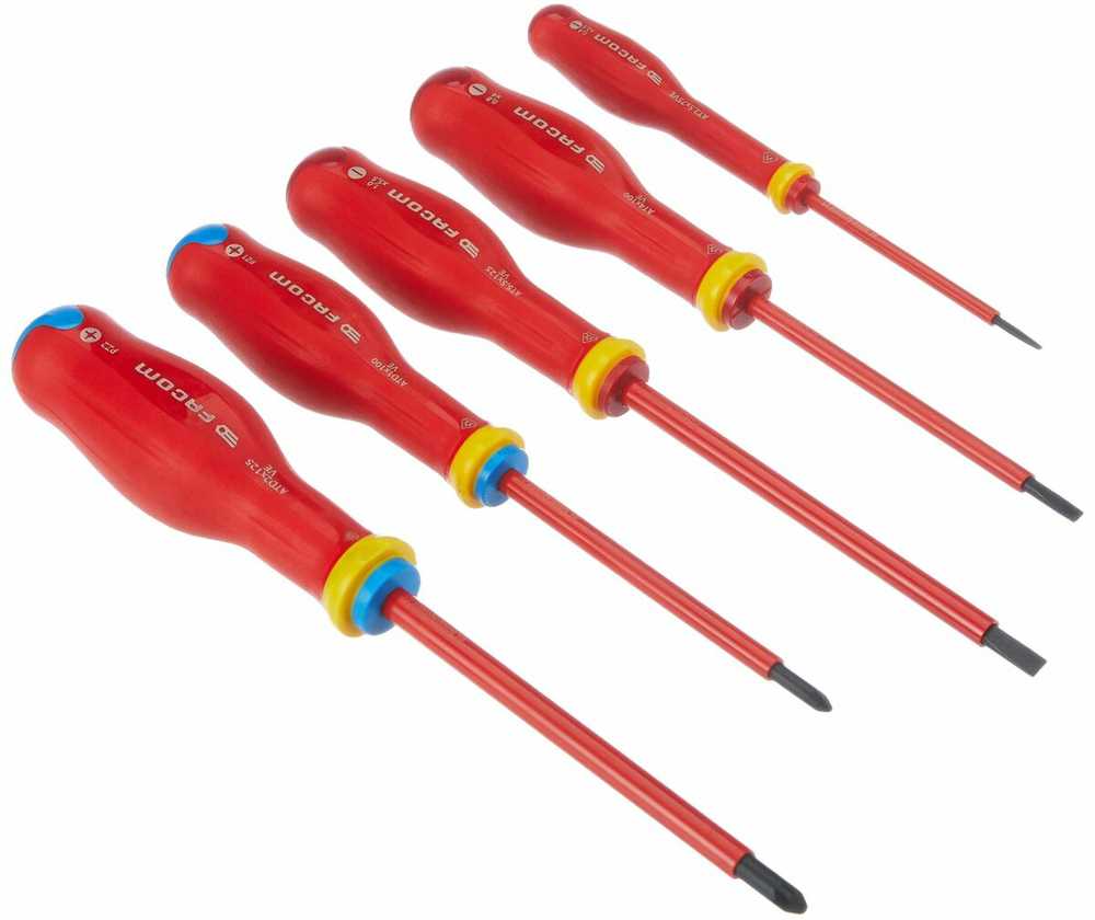 5 „Tournvis Protwist“ izoliuotų 1000 V „Facom“ – AT5VE.PB antgalių dėžutė (pristatoma su 3 atsuktuvais + 2 antgaliais)