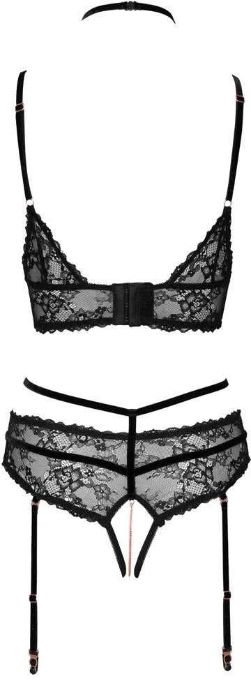 Abierta Fina seksualus komplektas Bra Set juodas S