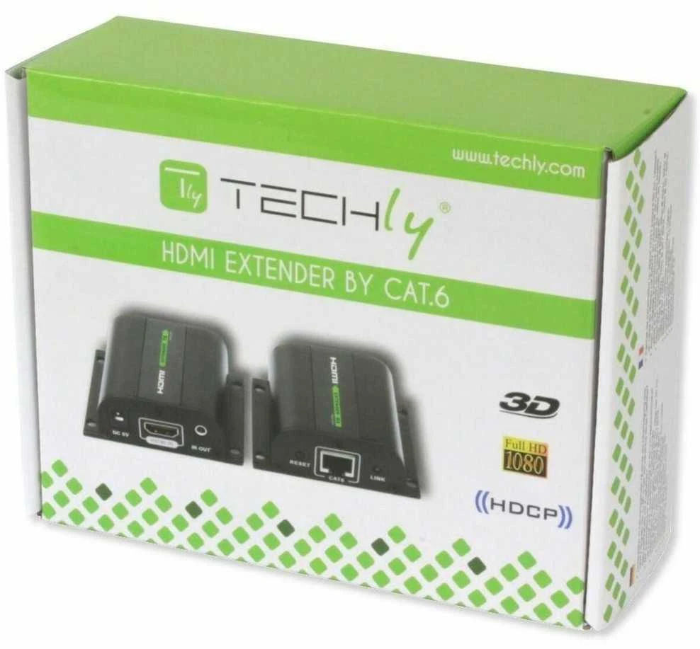 Techly IDATA EXT-E70I vaizdo ir garso signalų ilgintuvas AV siųstuvas ir imtuvas Juoda