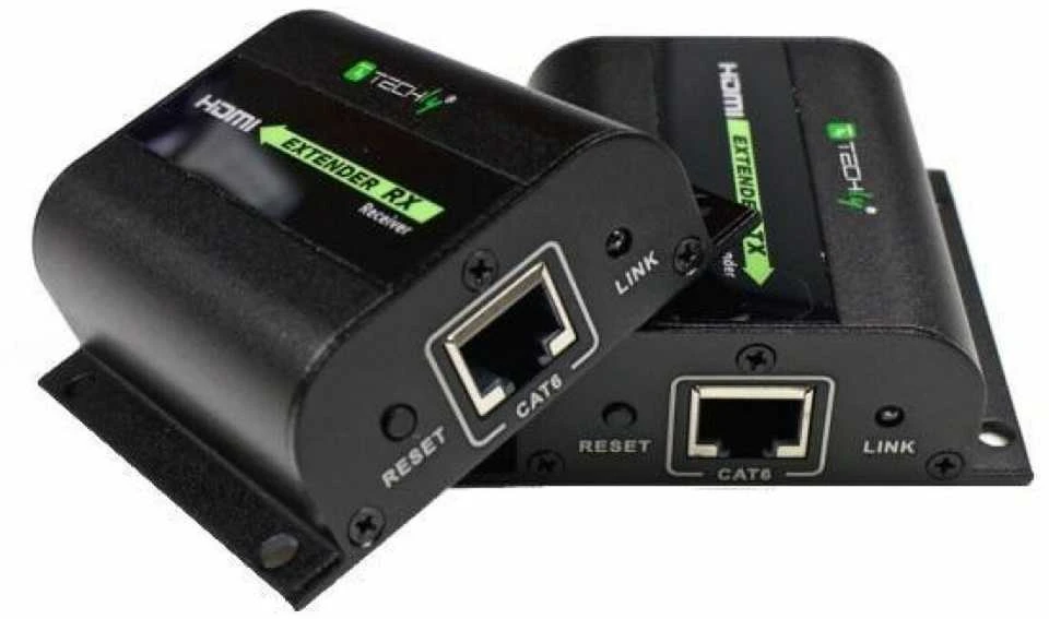 Techly IDATA EXT-E70I vaizdo ir garso signalų ilgintuvas AV siųstuvas ir imtuvas Juoda