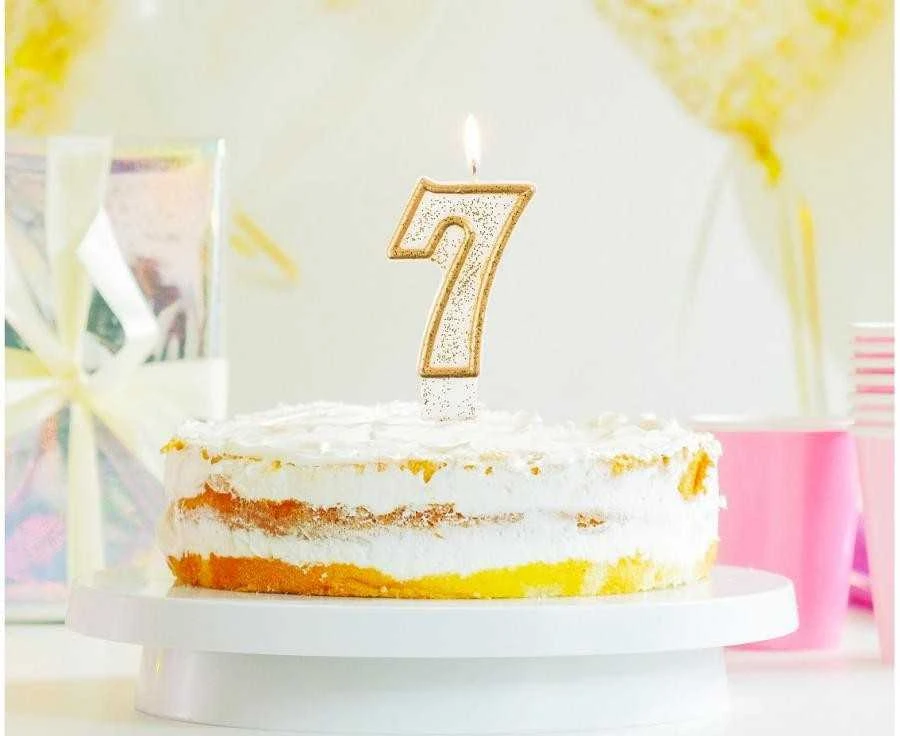 GoDan Candle DIGITAL 7 gimtadienis, auksinis kontūras