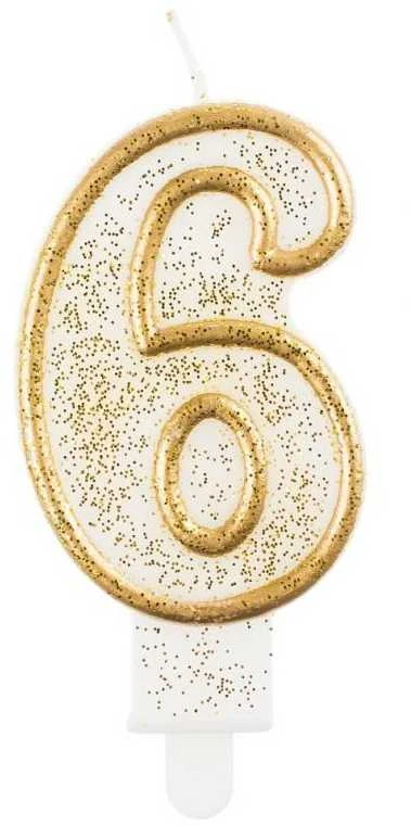 GoDan žvakės numeris auksinė kontūras "6"