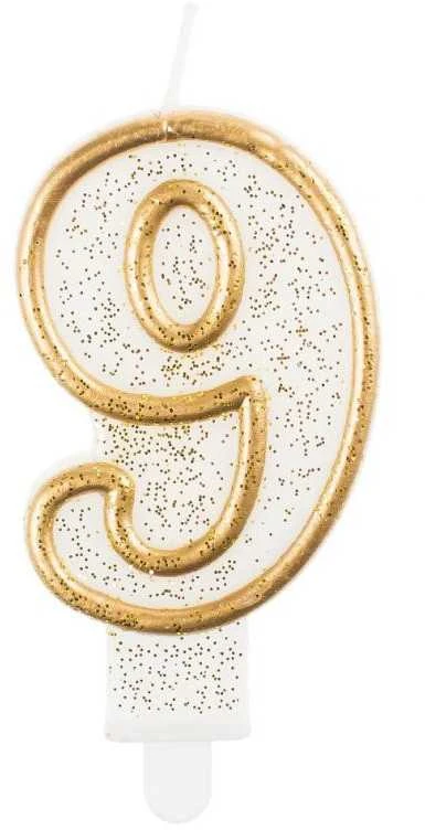 GoDan Candle DIGITAL 9 gimtadienis, auksinis kontūras