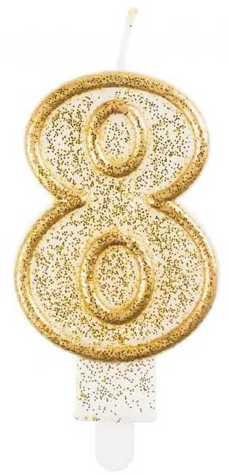 GoDan Candle DIGITAL 8 gimtadienis, auksinis kontūras