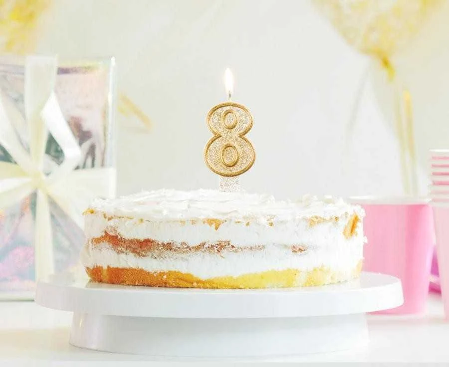 GoDan Candle DIGITAL 8 gimtadienis, auksinis kontūras