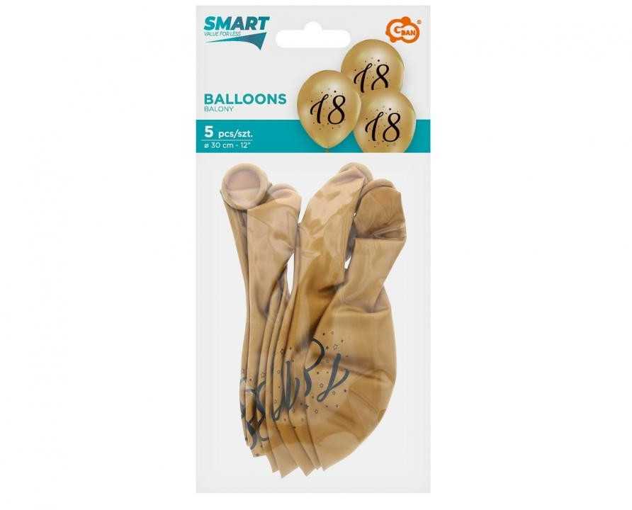 Auksiniai balionai „Su gimtadieniu“, 18 vnt., 12 colių (30 cm)