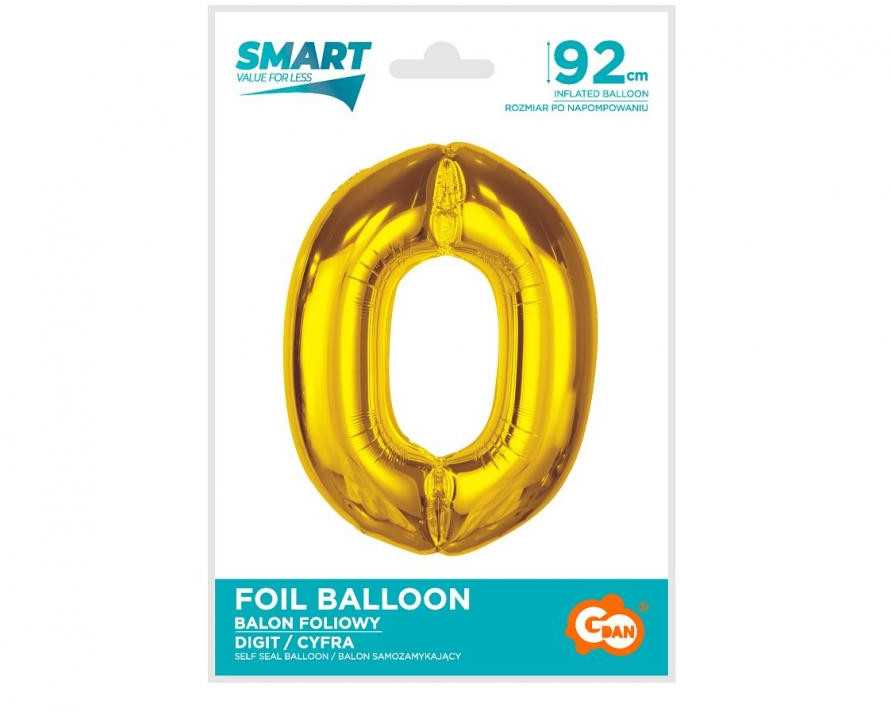 GoDan Smart Foil balionas numeris 0 Auksinis 92cm