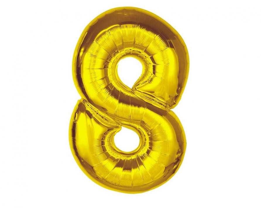 GoDan Smart folijos balionas, numeris 8, auksinis, 92 cm