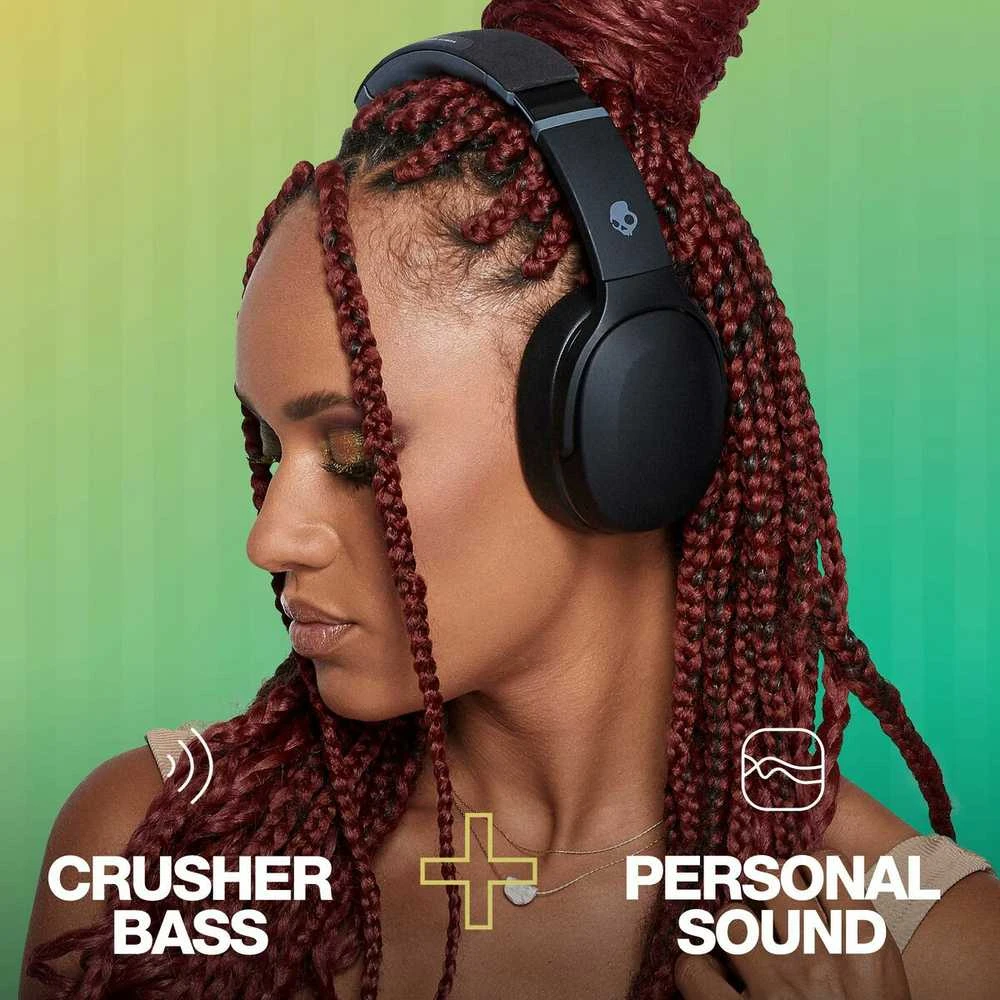 Skullcandy Crusher Evo „Sensory Bass“ ausinės su asmeniniu garsu, Juodos spalvos