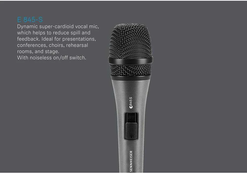„Sennheiser e 845-S“ – dinaminis mikrofonas, superkardioidinis, perjungiama versija
