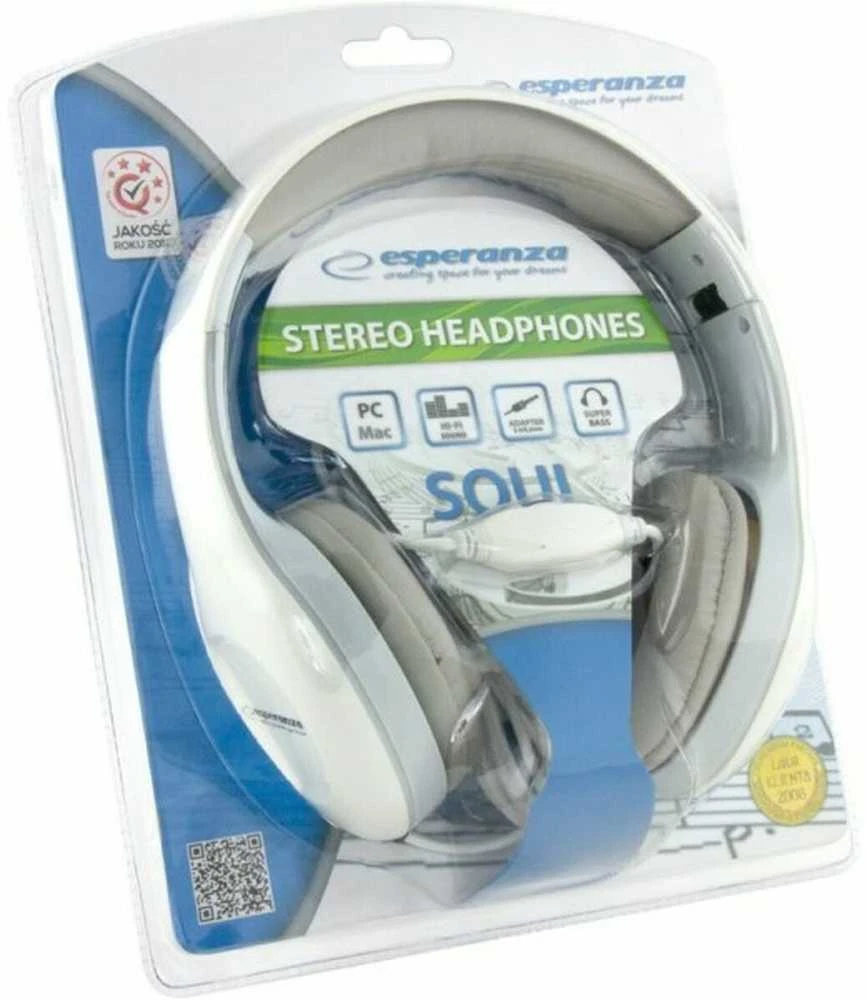 Audio ausinės Esperanza EH138W, 3m, Baltos