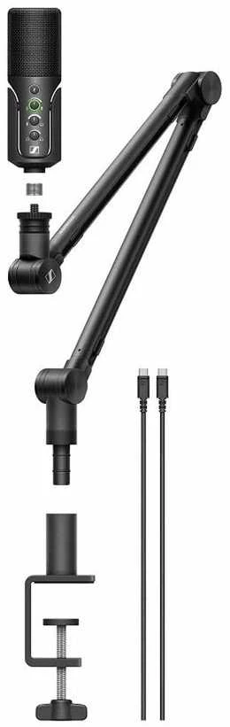 „Sennheiser Profile Streaming Set“ – USB-C mikrofonas su reguliuojamu laikikliu, skirtas transliacijoms podcast'uose ir transliacijoms