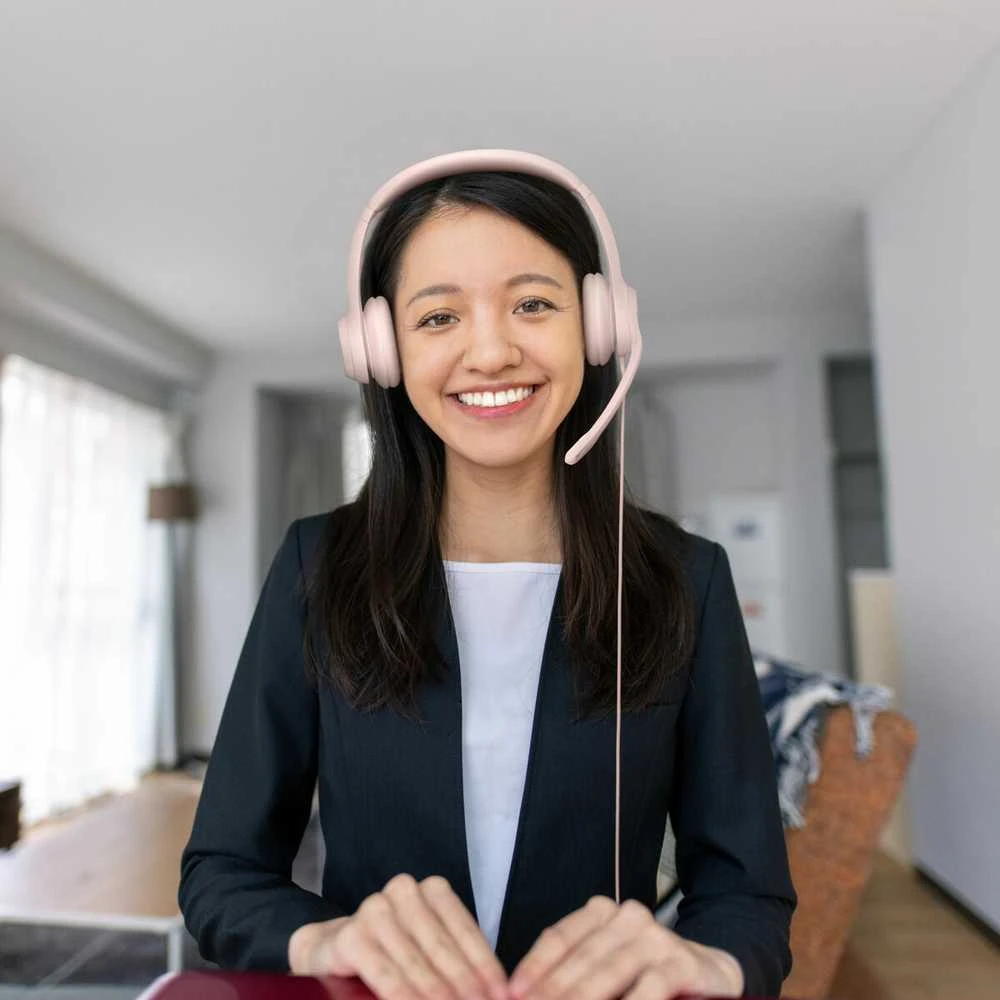 Ausinės  su laidu Logitech H390 USB, Rožinės