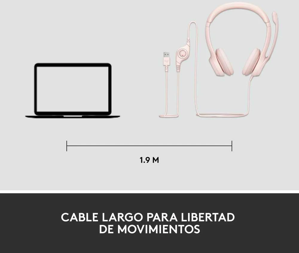 Ausinės  su laidu Logitech H390 USB, Rožinės