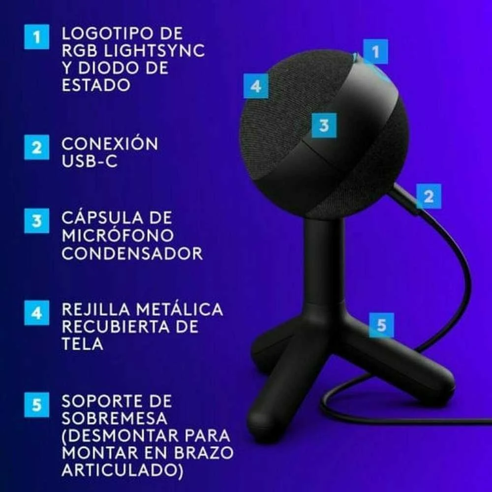 Logitech G Yeti Orb Juodas (Juodas) Kondensatorinis Mikrofonas