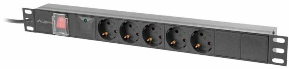Lanberg stovo maitinimo juosta PDU 19" 1U 16A 5x Schuko 2m juoda