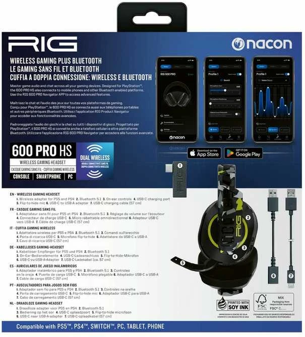 „Nacon Rig“ belaidės ausinės „600 Pro HS“ – „Acid Camo“