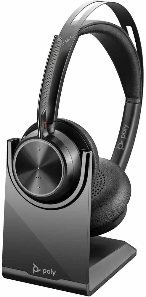 „Hewlett Packard“ (HP) HP „Poly Voyager Focus 2 USB-C BT“ ausinės + USB-C/A adapteris + įkrovimo stovas