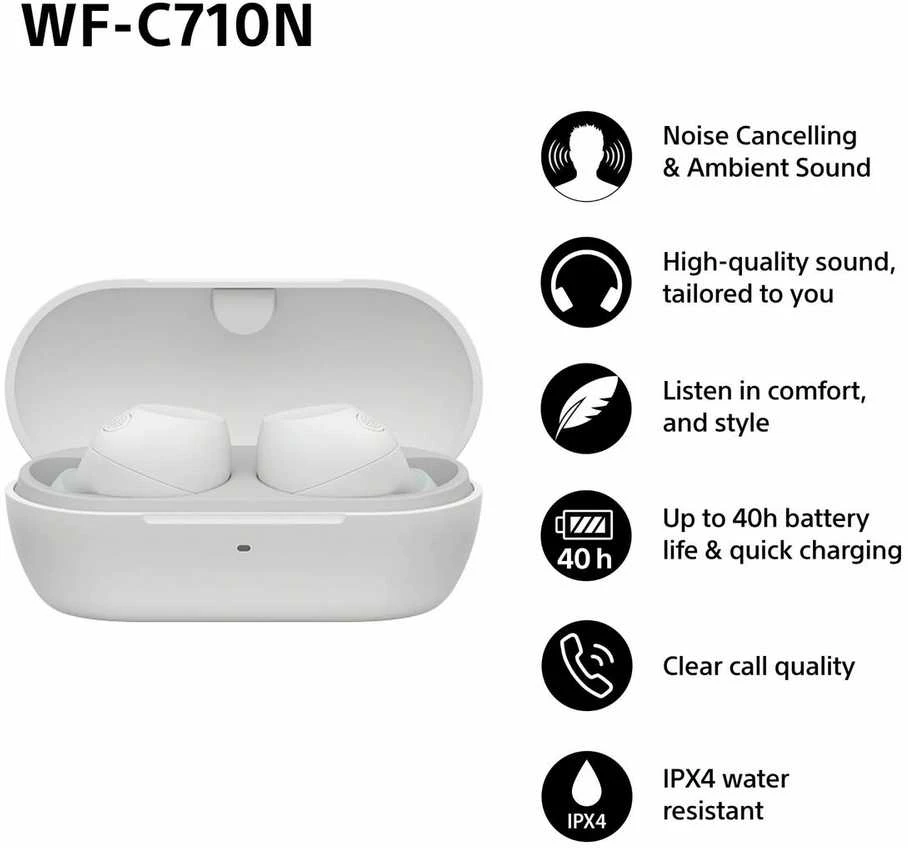 Ausinės Sony WF-C710N, Baltos
