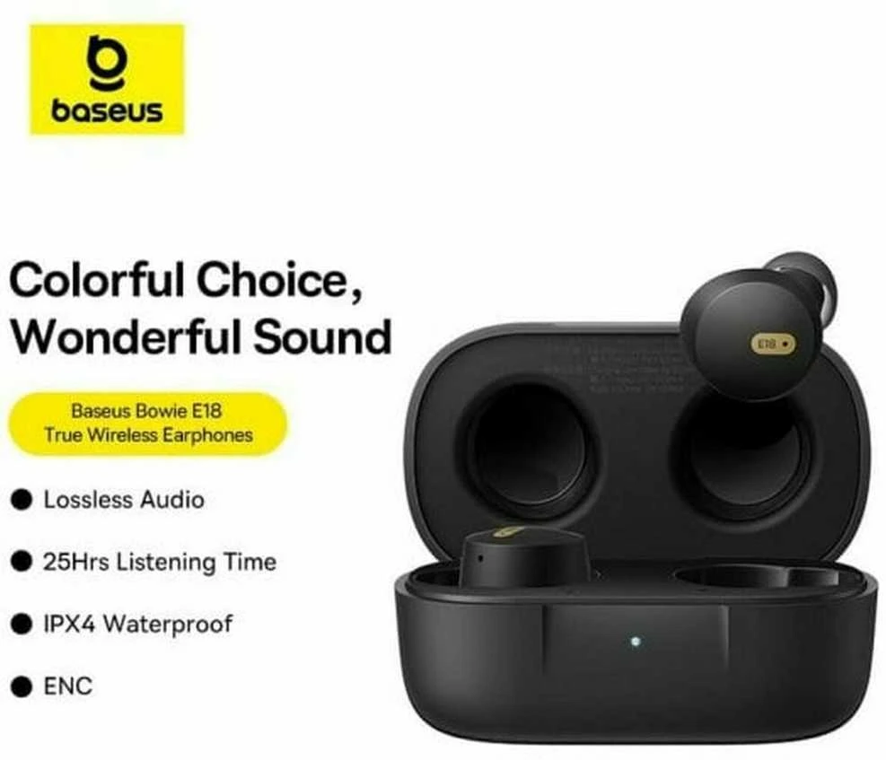 BASEUS belaidės bluetooth ausinės TWS ENC IPX4 Bowie E18 baltas
