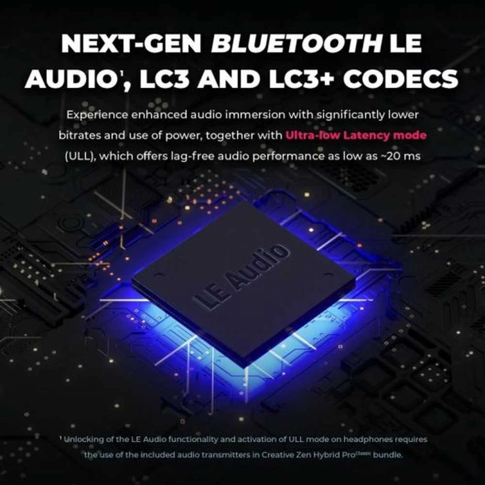 Creative Zen Hybrid Pro belaidės ausinės juodos spalvos Bluetooth LE Audio ANC
