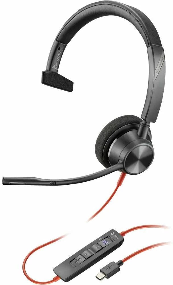 Hewlett Packard (HP) HP Poly Blackwire 3310 Vienpusės Microsoft Teams Certified USB-C Ausinės +USB-C/A Adapteris