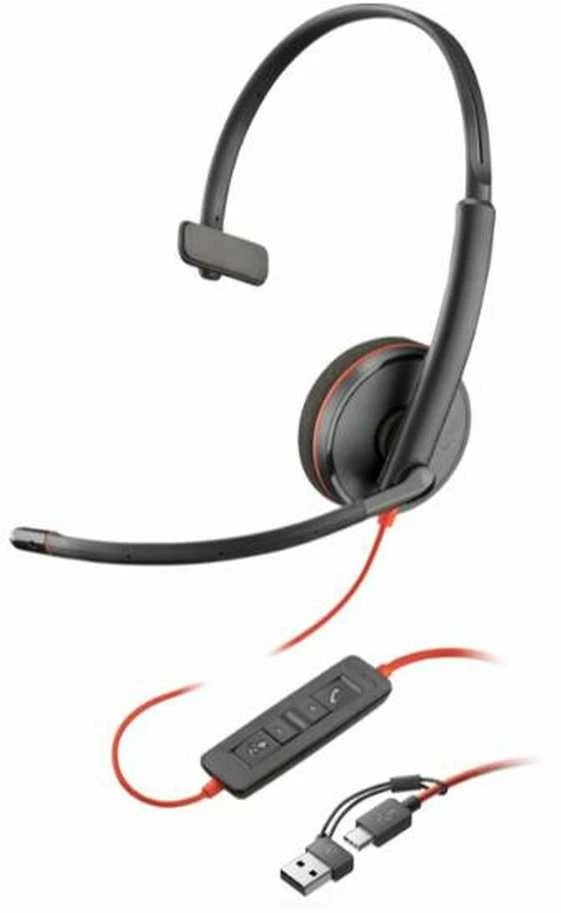 Hewlett Packard (HP) HP Poly Blackwire 3210 Vienpusės USB-C Ausinės +USB-C/A Adapteris