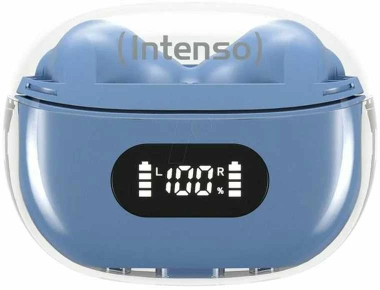 Intenso Buds Plus mėlynas įkrovimo dėklas su LED ekranu