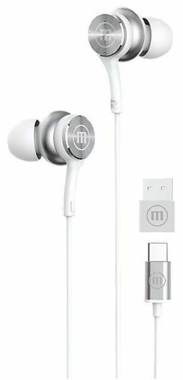 Laidinės Ausinės - Maxell XC1 su USB-C ir USB-A Adapteriu, Baltos