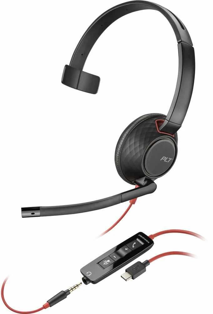 Hewlett Packard (HP) „Poly Blackwire 5210“ USB-C laidas + 3,5 mm kabelis + USB-C/A laidas
