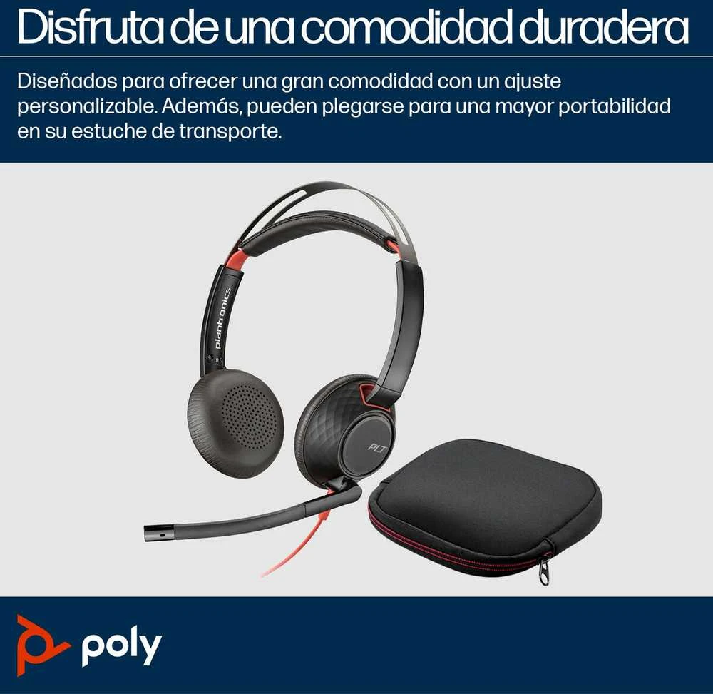 Hewlett Packard (HP) Poly Blackwire 5220 Stereo Laidinės ausinės, USB-C, 3.5mm, USB-C/A Adapteris (Bulk), Juoda (8X231AA/8X
