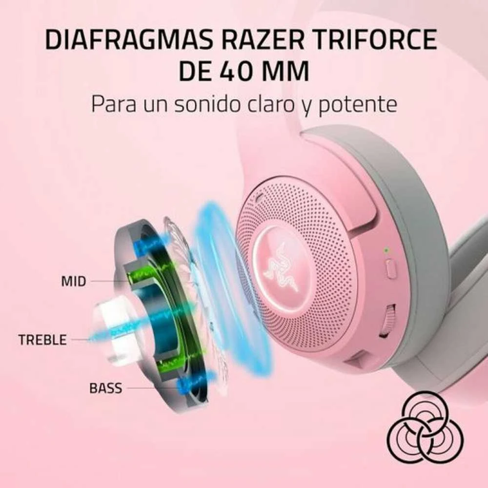 Razer | Ausinės | Kraken V2 Kitty BT | Su mikrofonu | Bluetooth | Quartz