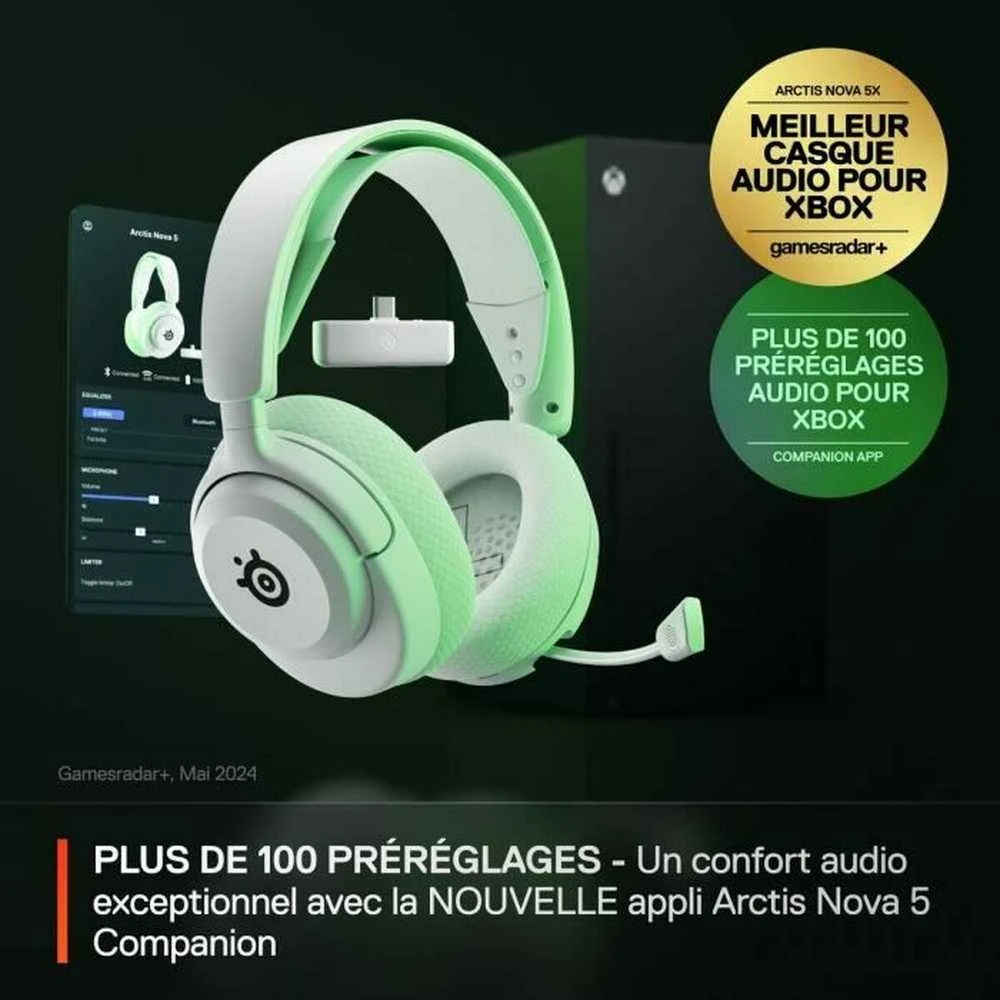 SteelSeries | Ausinės Žaidimams | Arctis Nova 5X | Bluetooth | Over-ear | Mikrofonas | Noise canceling | Belaidės | Baltas