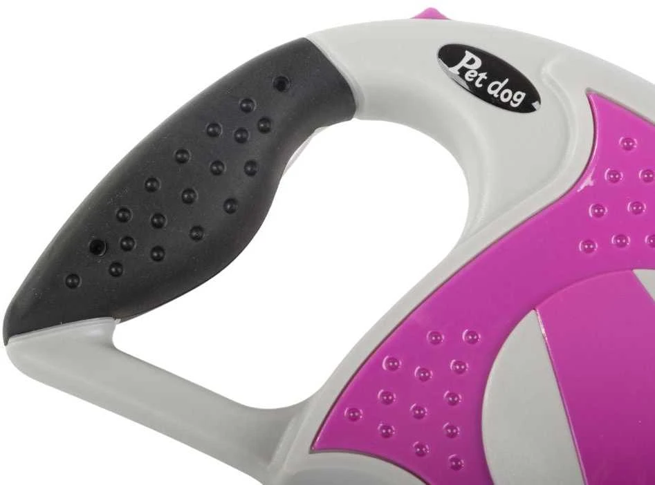 Automatinis pavadėlis šunims iki 20 kg, 5 m, rožinis