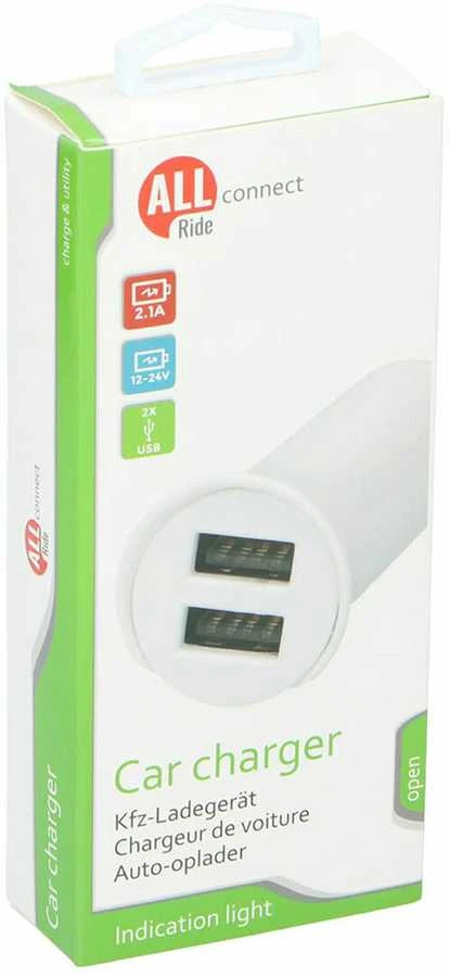 All Ride Allride 2 USB udtag til cigarettænder 2,1a, 12-24v