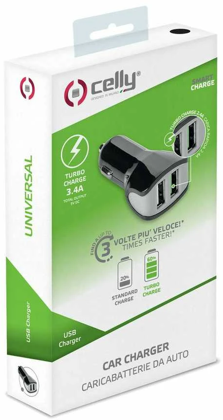CELLY TURBO AUTOMOBILINIS KROVIMAS 2 USB 2.4A