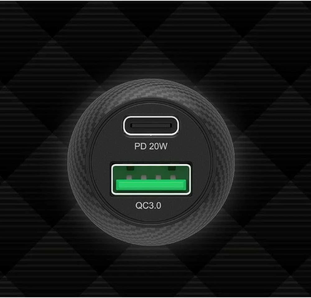 Automobilinis Įkroviklis - Unitek P1400A 38W USB-A USB-C QC 3.0
