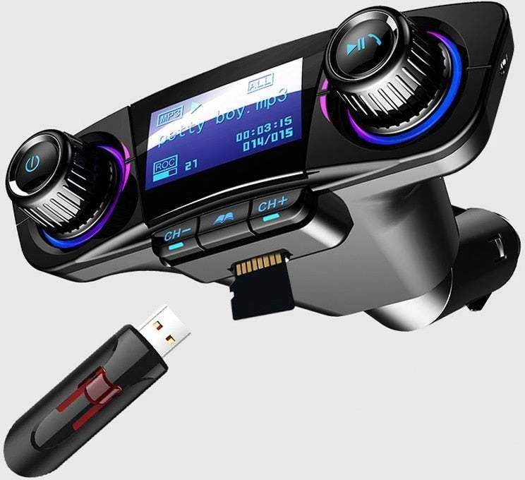 FM siųstuvas su Bluetooth USB 5.0, 8 funkcijos