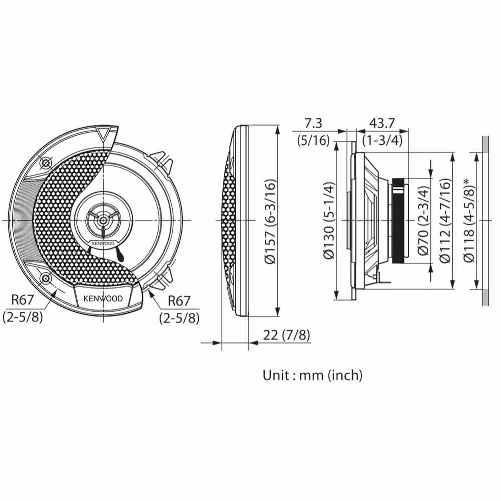 Kenwood, KFC-S1366, 13 cm /5.25" 2-juostų koaksialiniai garsiakalb