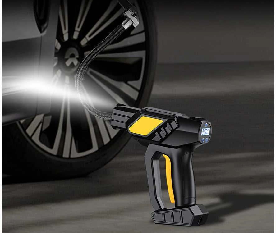 Nešiojamas automobilinis kompresorius su akumuliatoriumi, 120W