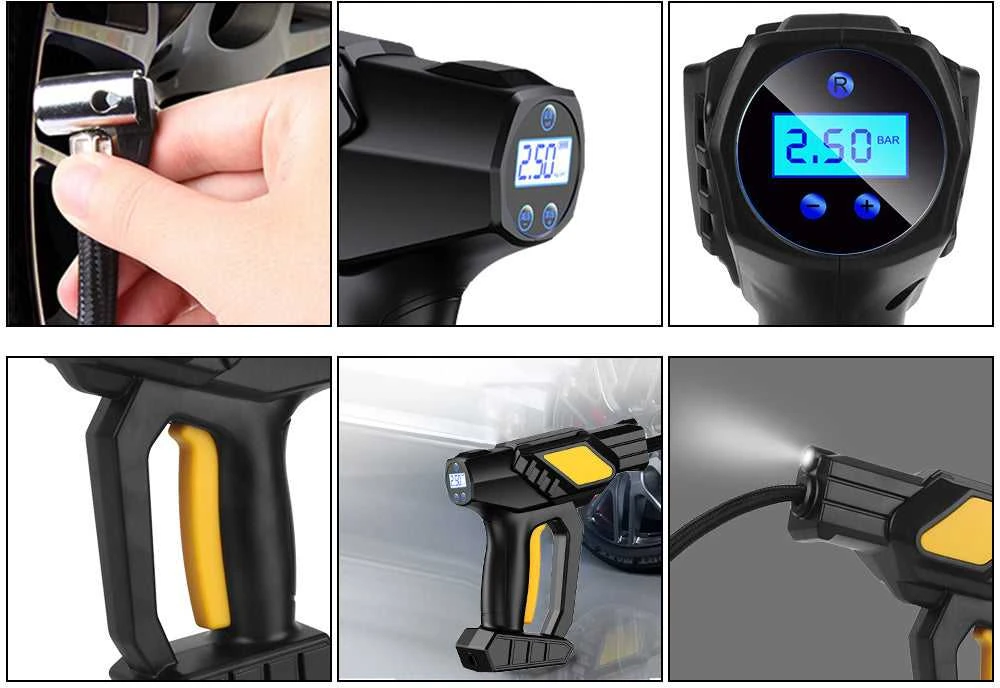 Nešiojamas automobilinis kompresorius su akumuliatoriumi, 120W