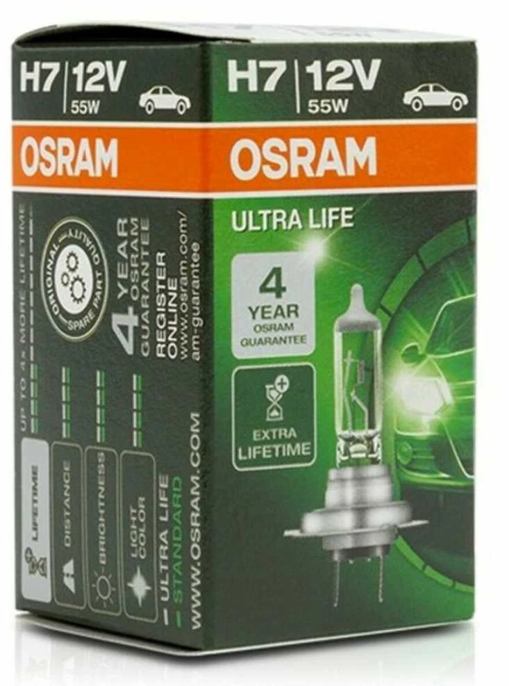 OSRAM Automobilinė lemputė ULTRA LIFE H7 55W 12V PX26D 1vnt