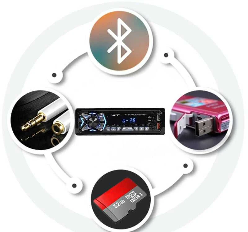Automagnetola Bluetooth USB AUX SD 1-DIN su pultu