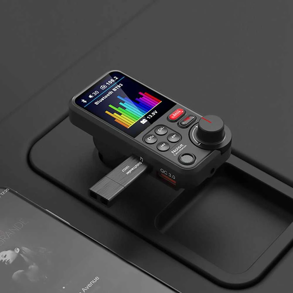 Bluetooth FM moduliatorius su USB įkrovikliu ir laisvų rankų įranga