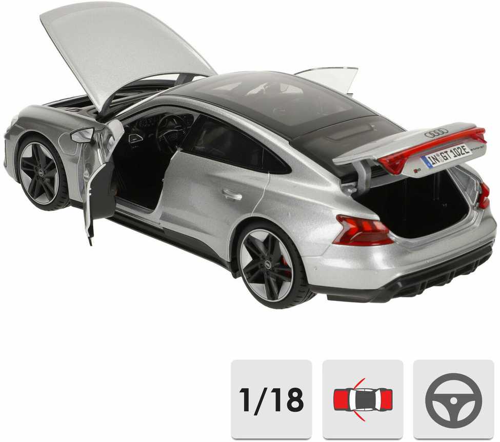 *BBURAGO metal, 1:18, Audi RS e-Tron GT, sidabrinis