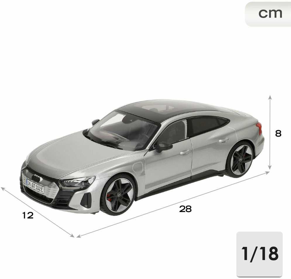 *BBURAGO metal, 1:18, Audi RS e-Tron GT, sidabrinis