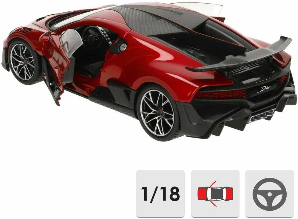 *BBURAGO metal, 1:18, Bugatti Divo Metalic, Raudonas