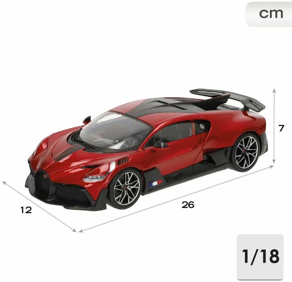 *BBURAGO metal, 1:18, Bugatti Divo Metalic, Raudonas