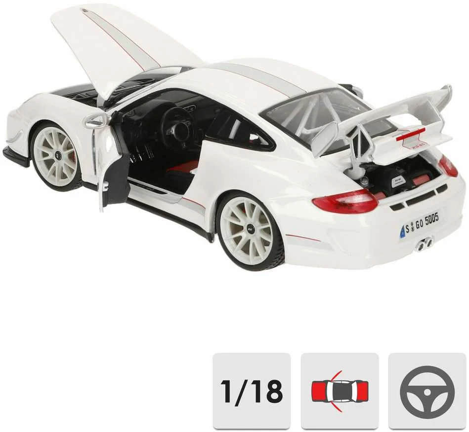 *BBURAGO metal. 1:18 PLUS PORSHE 911 GT3 RS Baltas