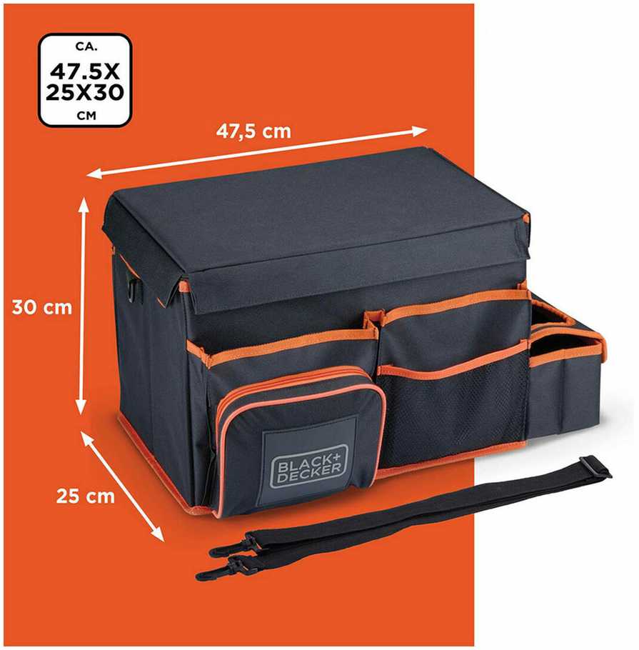 Black & Decker Juodas & Decker Juodas+DECKER automobilio bagažinės organizatorius su nešiojimo diržu 47.5 × 25 × 30 cm 8711252235752